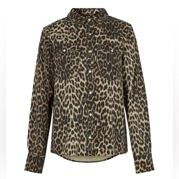 All Saints Leopard Print Button Down Shirt - Picture 2 of 11